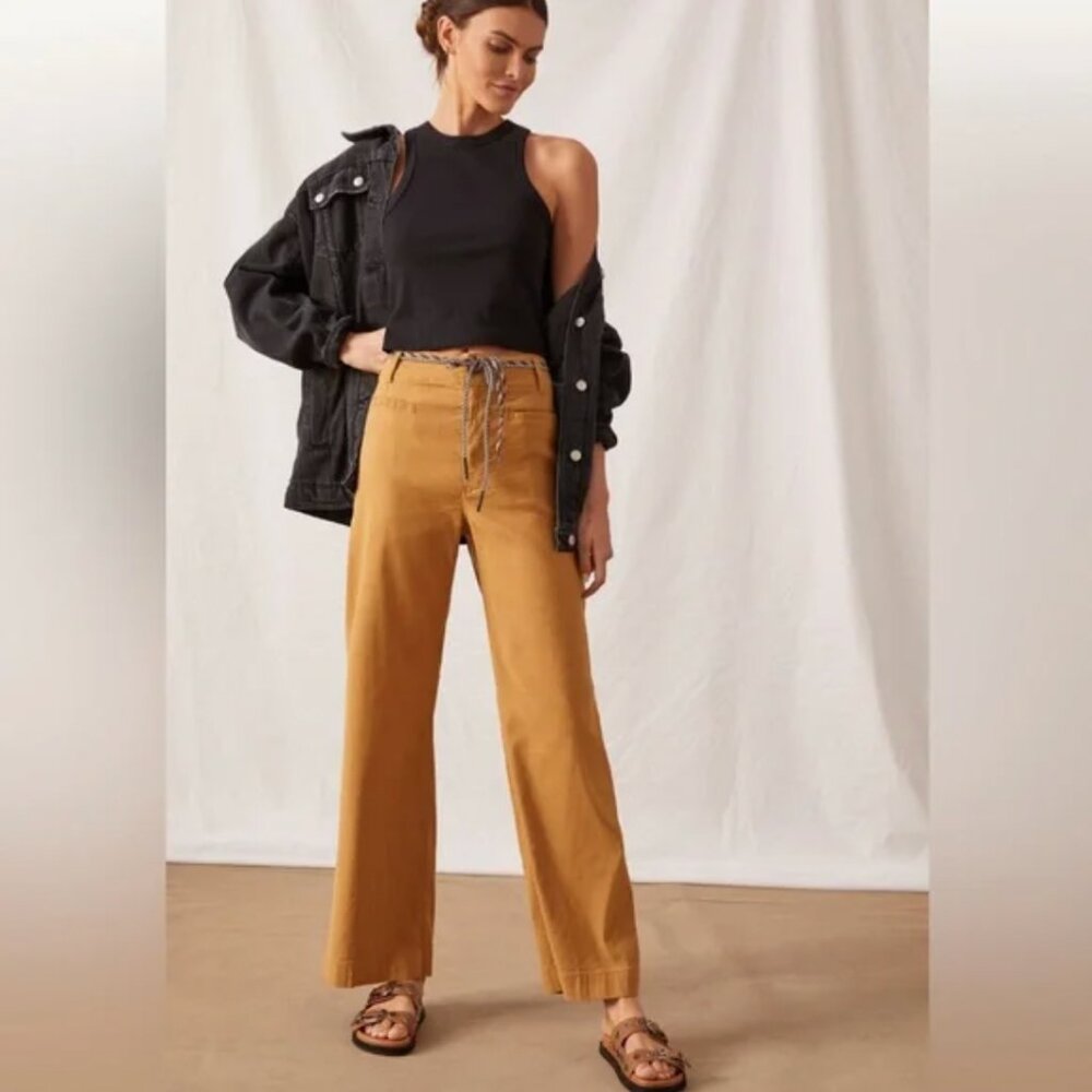 Maeve The Colette Full Length Wide-Leg Pants Wheat Size 27